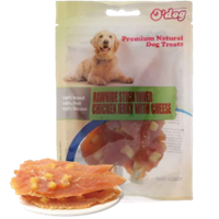 rawhide stick inner chicken jerky whith cheese